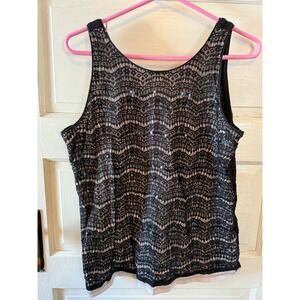 maurices Black Lace Sequin Tank Top Women Size 0